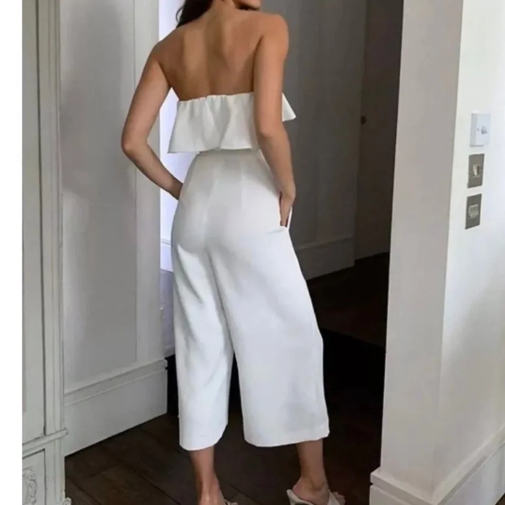 BABATON ARITIZIA Altamiro White/Off White Jumpsuit Strapless Wide Leg Cropped - Picture 4 of 12
